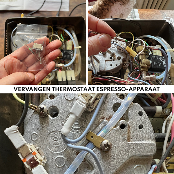 Vervangen thermostaat Quickmill espresso-apparaat.